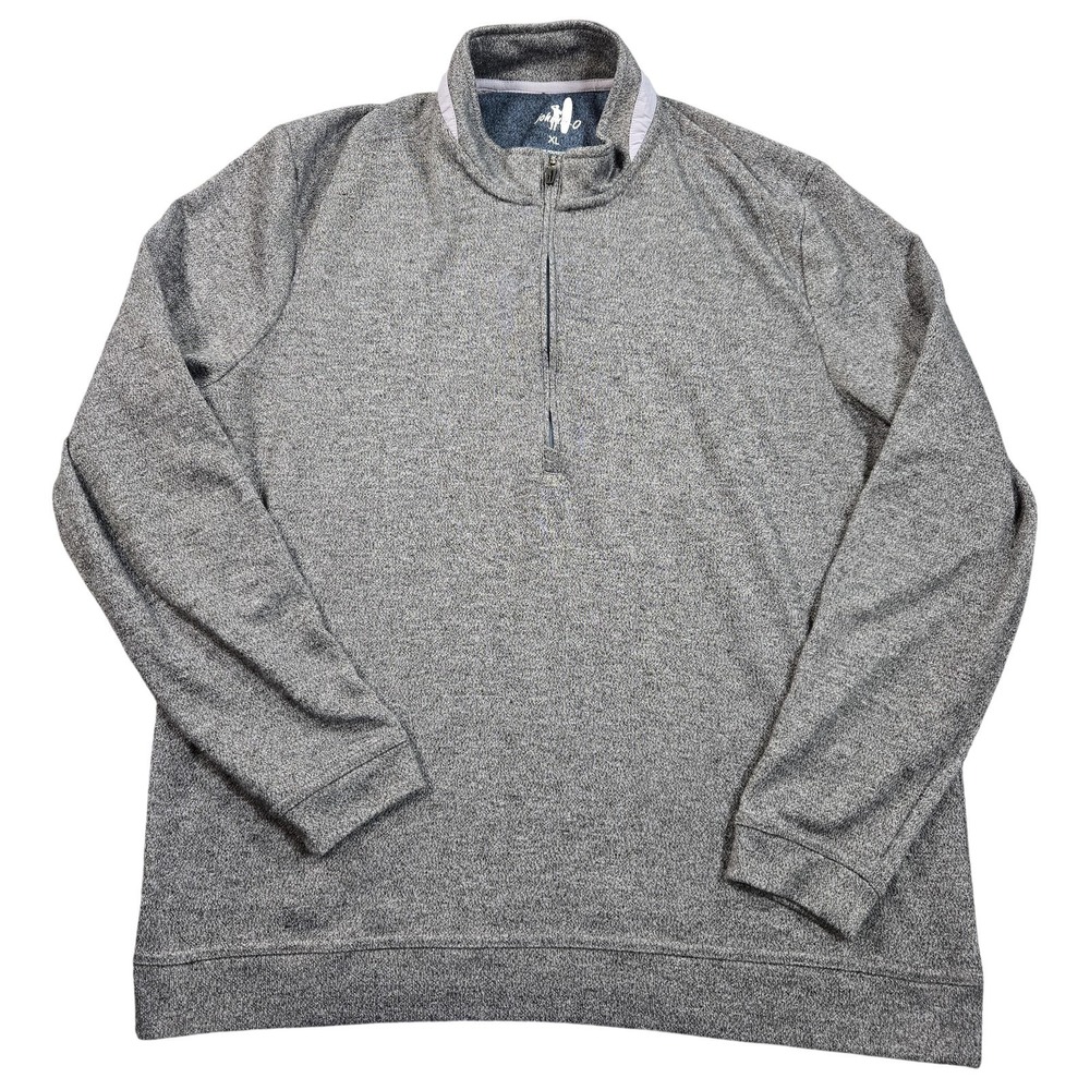 Johnnie-O Sweater Mens XL Gray Reflex 1/4 Zip Mock Neck Knit Pullover Pockets